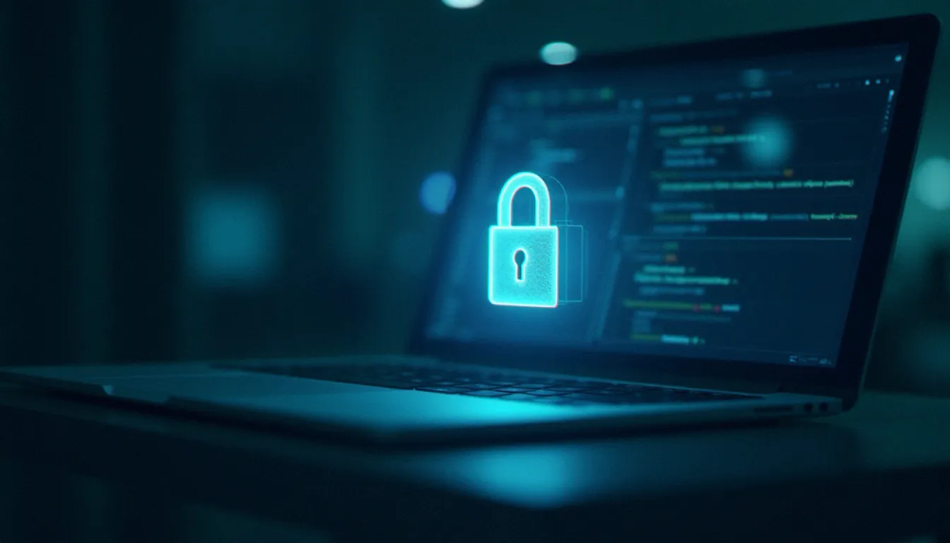 Cadenas numérique lumineux au-dessus d'un clavier d'ordinateur, symbolisant la sécurité et la vie privée lors de la navigation sur les sites adultes gratuits