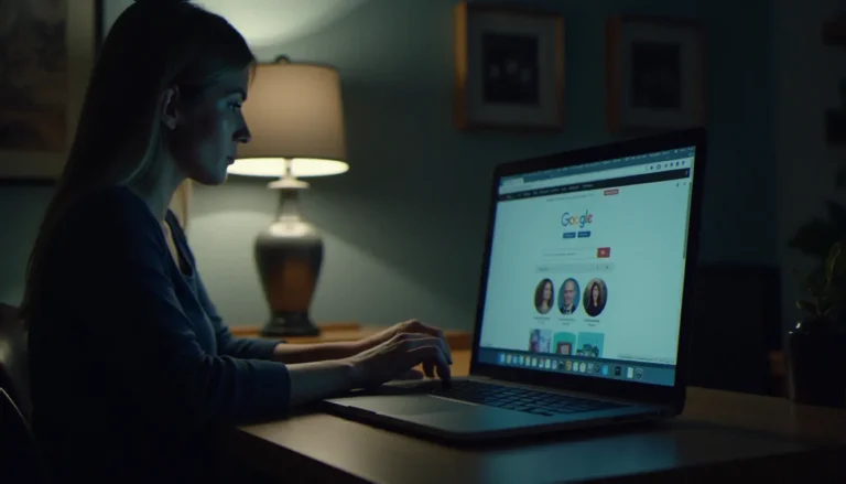 Personne naviguant sur un ordinateur portable dans un bureau moderne, illustrant la recherche du meilleur site adulte gratuit en ligne
