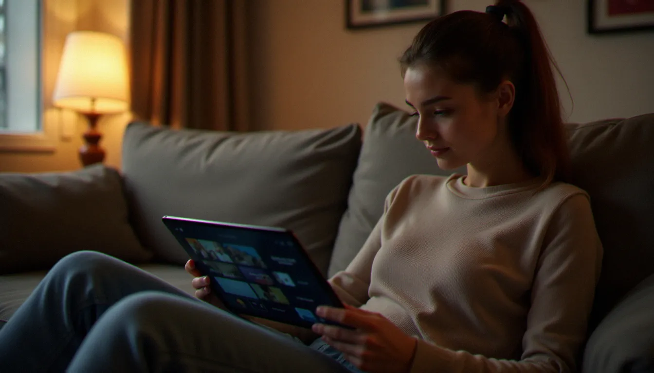 Softcore vidéo gratuite : guide complet 2026 Une utilisatrice accédant à une plateforme de softcore vidéo gratuite depuis son appartement parisien