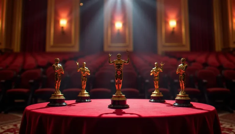 41e cérémonie des AVN Awards : tout savoir Scène de cérémonie de remise de prix avec statuettes dorées sur scène, illustrant la 41e cérémonie des AVN Awards à Las Vegas