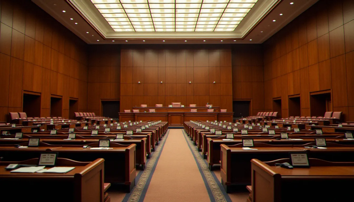 Hémicycle vide d'une chambre législative représentant le parlement de la République algérienne