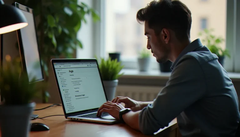 Public adulte : comprendre ce concept clé en ligne Un internaute adulte face à une interface de vérification d'âge sur son ordinateur, illustrant l'accès au public adulte en ligne