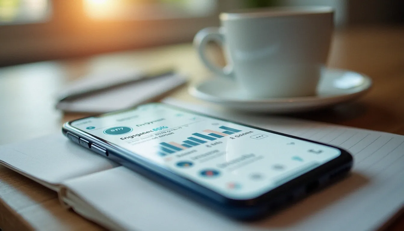 Créatrice contenu adulte France : guide complet 2026 Smartphone affichant les statistiques d'engagement d'une créatrice de contenu