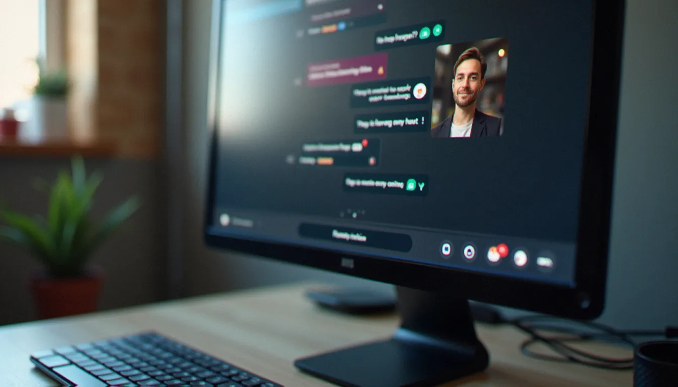 Écran d'ordinateur affichant l'interface d'une plateforme de streaming en direct avec zone de chat et icônes de pourboires
